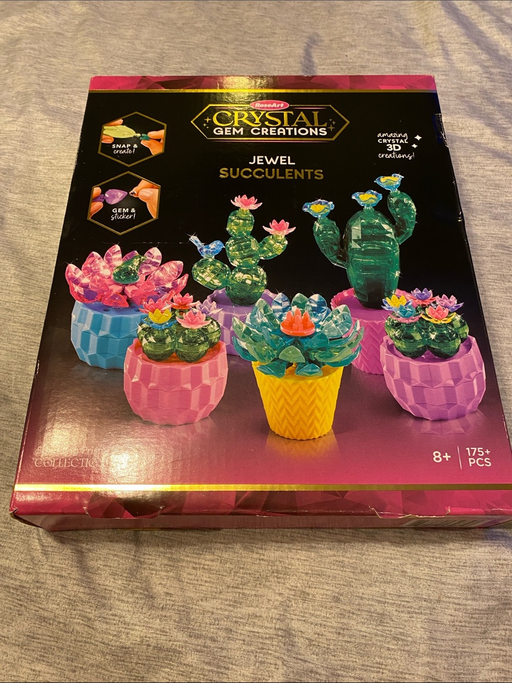 RoseArt Crystal Gem Creations Jewel Succulents Snap & Create Craft Kit NEW